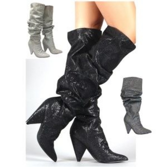 glitter slouch boots